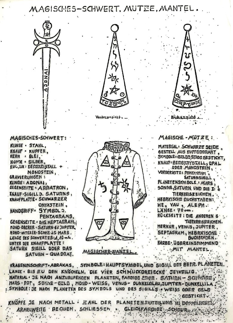 sword, hat and coat of the Fraternitas Saturni