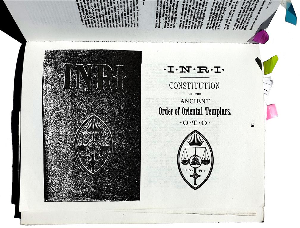 Theodor Reuss: 1906 Ordo Templi Orientis I.N.R.I. - english frontpage of - CONSTITUTION of the ANCIENT Order of Oriental Templars