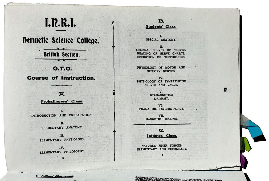Theodor Reuss: 1906 Ordo Templi Orientis I.N.R.I. - Hermetic Science College. British Section