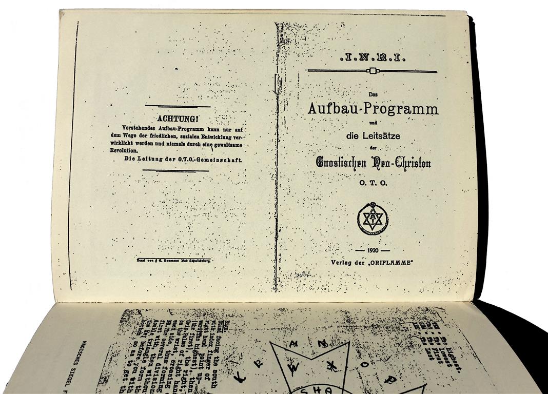 Ordo Templi Orientis, Theodor Reuss: Aufbau-Programm und Leitsätze der Gnostischen Neo-Christen O.T.O. 1920 Oriflamme