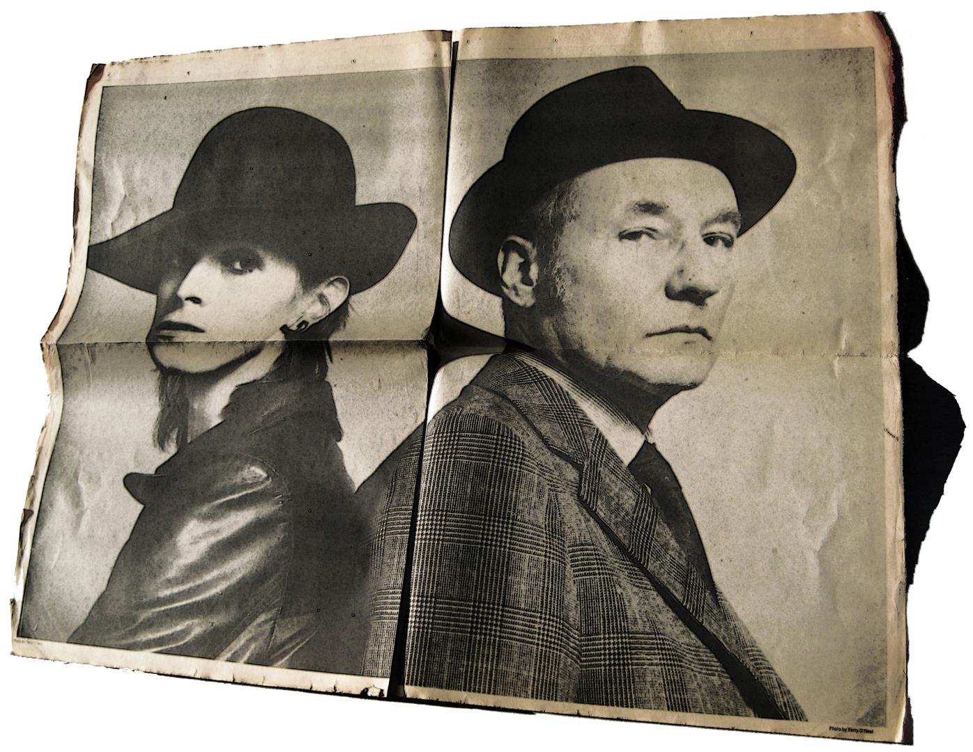 David Bowie, William S. Burroughs, Photo by Terry O'Neal, ISOLAR 'On Stage' tour magazine 1976 Station to Station