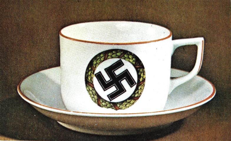 Rolf Steinberg, Nazi-Kitsch, Darmstadt 1975, Swastika, coffee mug, porcelain cup