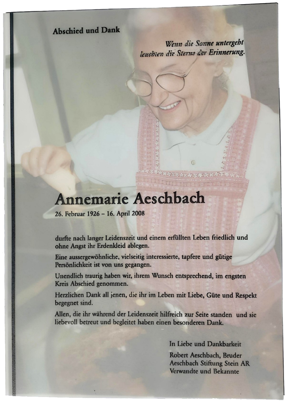 Annemarie Aeschbach, Chochmah