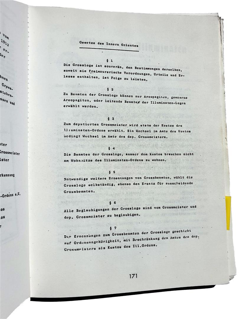 Leopold Engel Illuminaten Orden Order of the Illuminati Satzung Law 1912