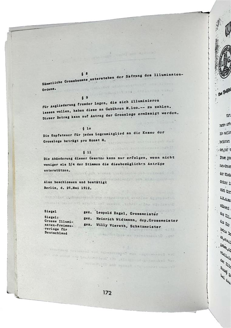 Leopold Engel Illuminaten Orden Order of the Illuminati Satzung Law 1912