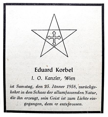 Eduard Korbel Order of Illuminati Weltbund der Illuminaten Ordo Illuminatorum Illuminaten Orden Fraternitas Saturni