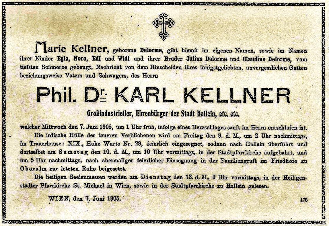 Phil. Dr. Carl Kellner Todesanzeige