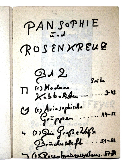 Adolf Hemberger, Pansophie und Rosenkreuz, Vol. II Nº 1, Giessen 1974