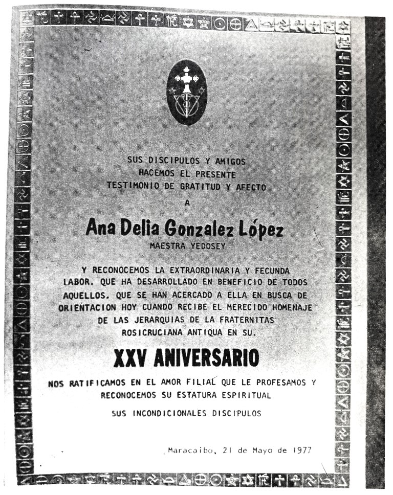 Ana Delia Gonzales, Fraternitas Rosicruciana Antiqua Venezuela