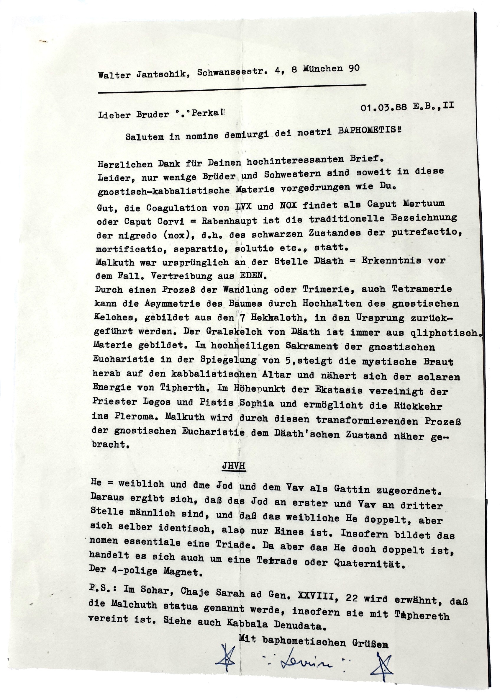 Walter Jantschik, Ordo Baphometis, Baphometor, Peter-Robert Koenig