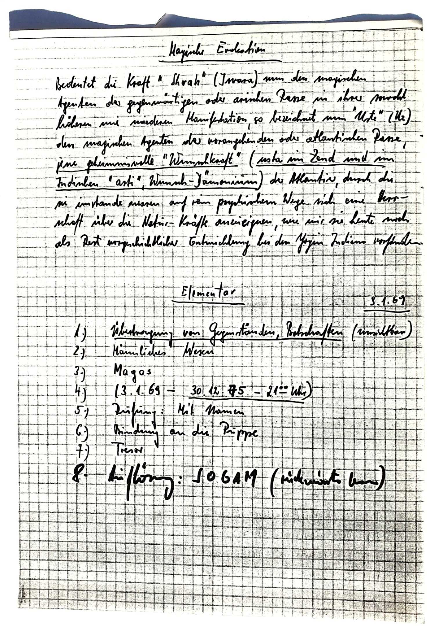 Walter Jantschik, Magisches Tagebuch