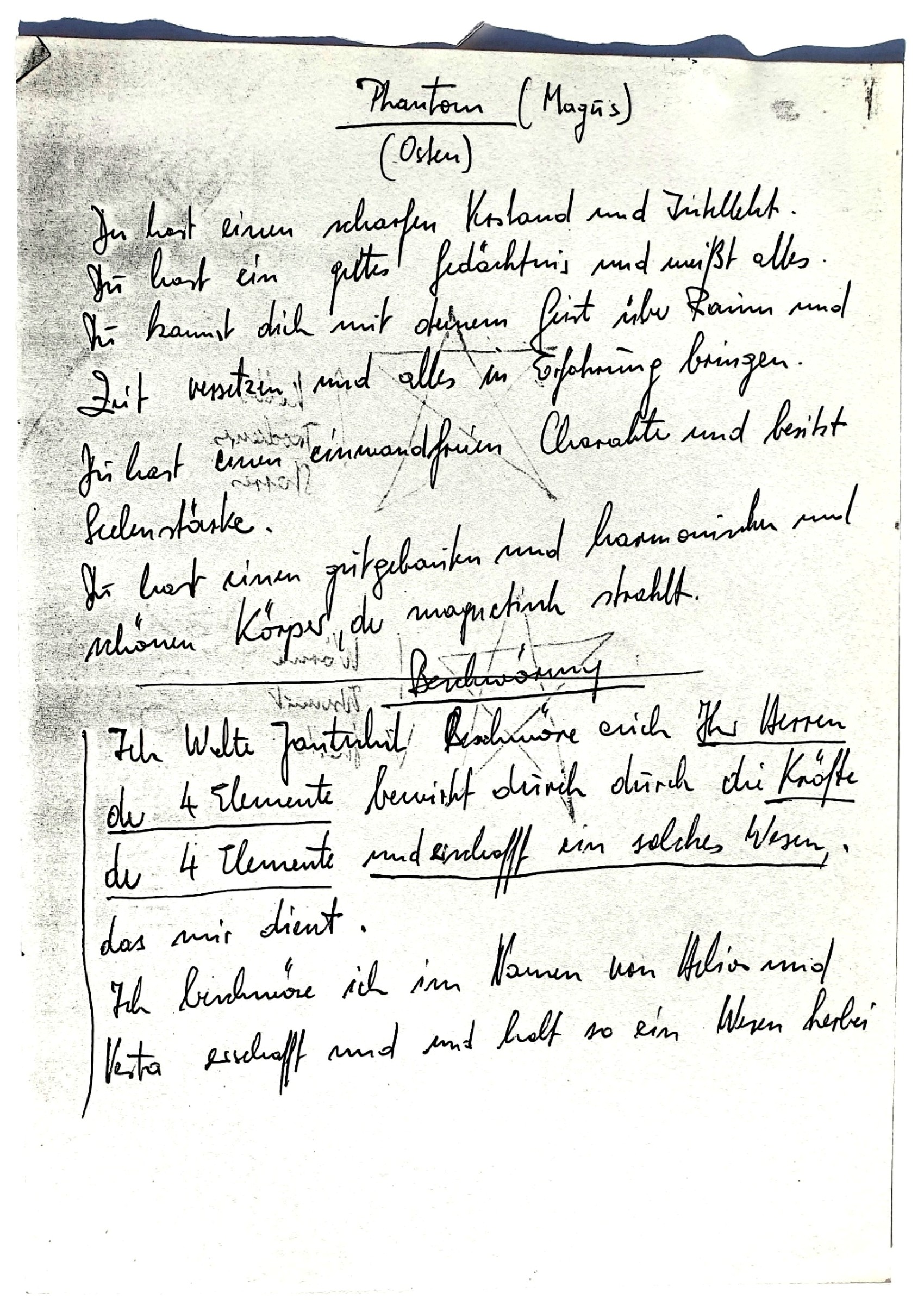 Walter Jantschik, Magisches Tagebuch