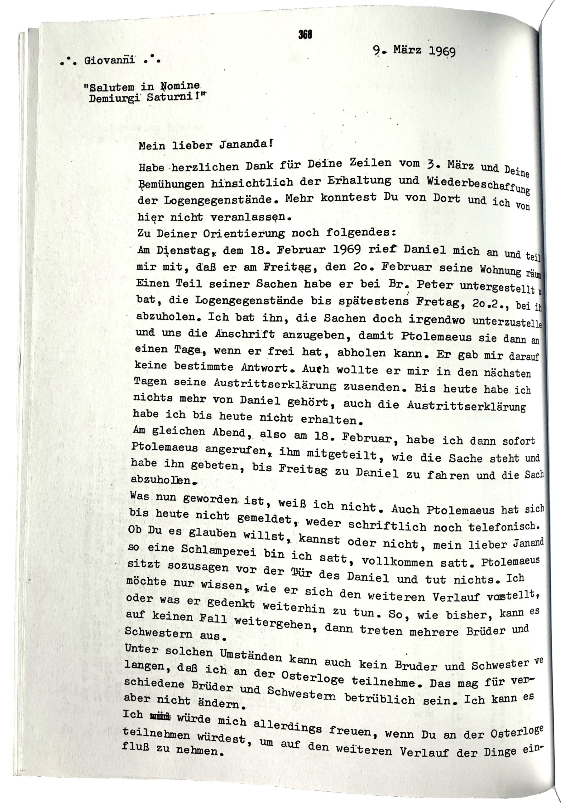 Karl Wedler an Walter Jantschik