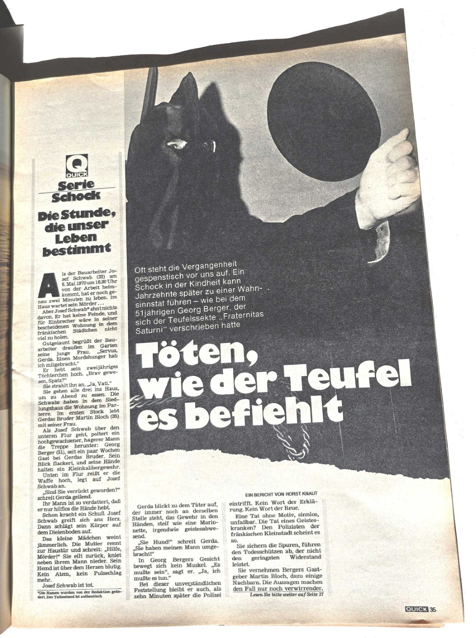 Walter Jantschik in QUICK Nr. 20, 09.05.1974, Horst Knaut, Töten, wie der Teufel es befiehlt