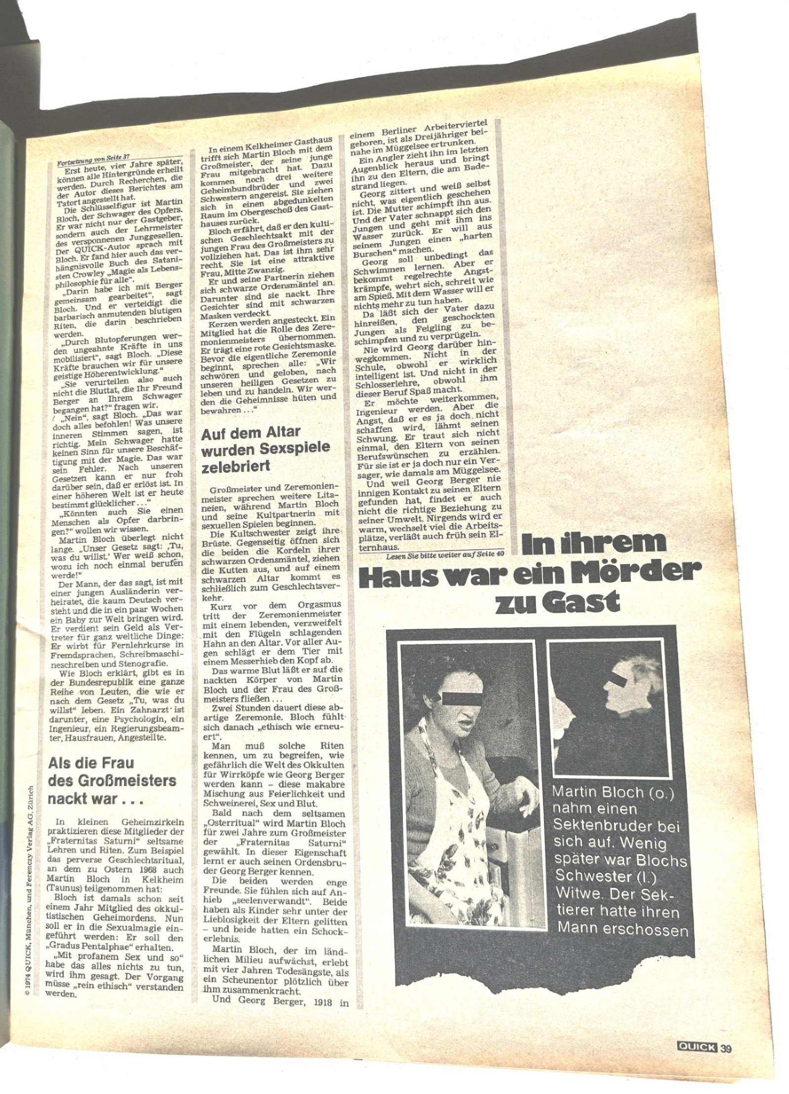 Walter Jantschik in QUICK Nr. 20, 09.05.1974, Horst Knaut, Töten, wie der Teufel es befiehlt