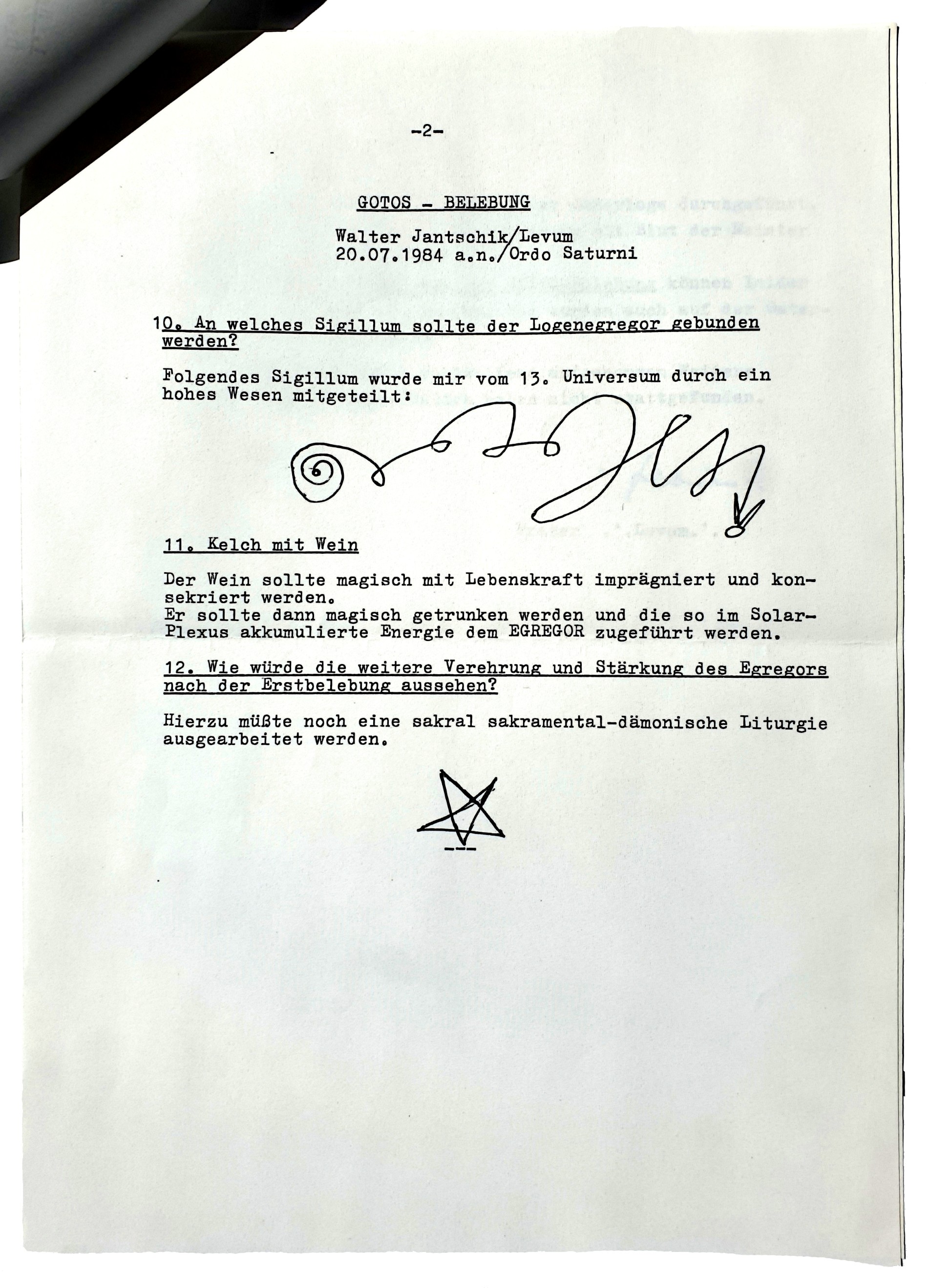 Walter Jantschik, Ordo Saturni, Belebung der GOTOS-Büste