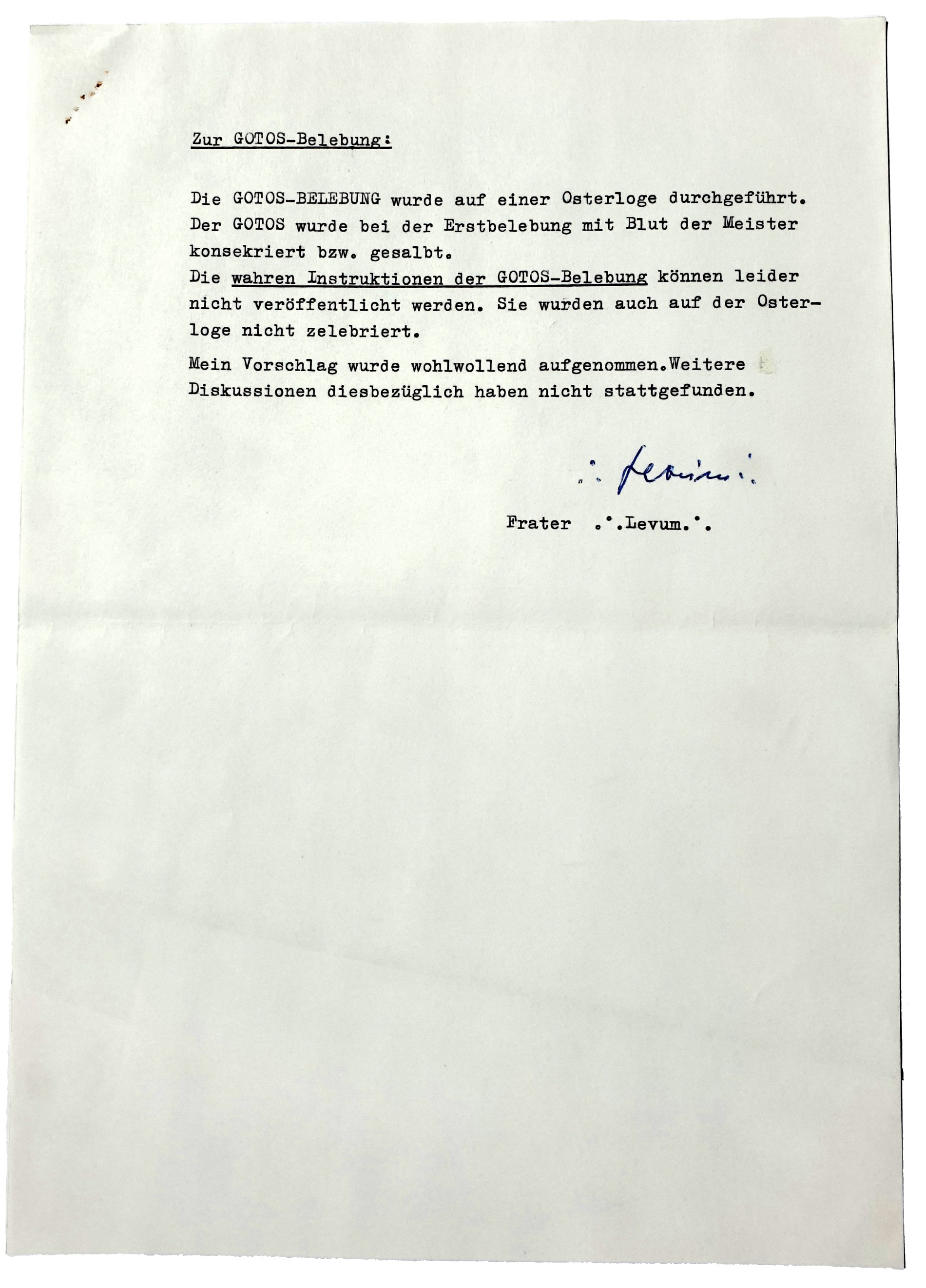 Walter Jantschik, Ordo Saturni, Belebung der GOTOS-Büste