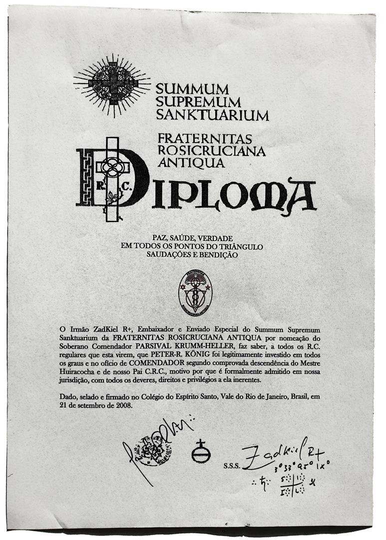 todos os graus e no oficio de Comendador F.R.A. succession Parsival Krumm-Heller